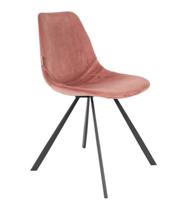 promo 164 chaise franky velours - rose poudre