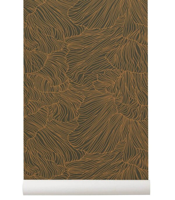promo 176 papier-peint coral - vert fonce/gold