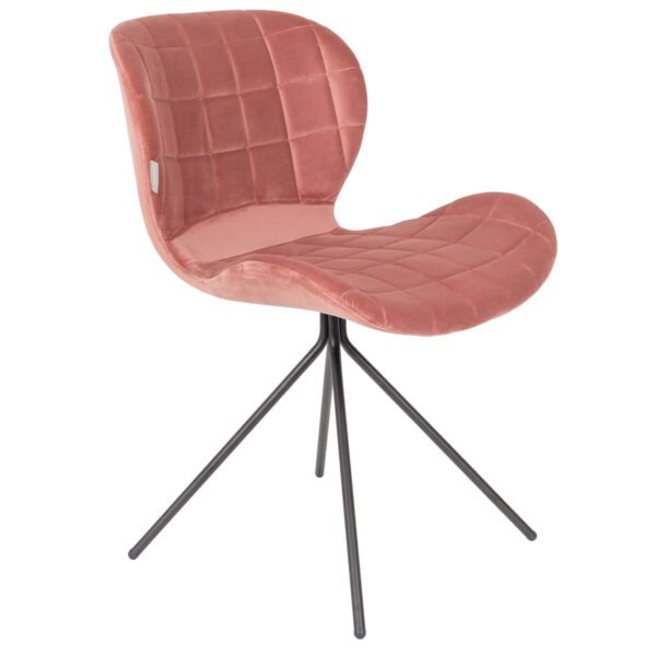 promo 55 chaise omg - velours - rose poudré