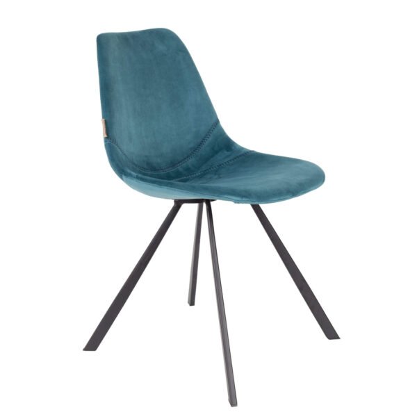 promo 139 chaise franky velours - bleu petrol