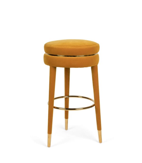 promo 102 tabouret de bar macaron - h 74 cm - moutarde (ignifugé)