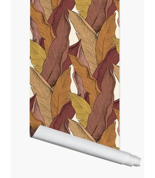 promo 168 papier-peint leaf rouge - semi-satiné - 3 m x 52 cm